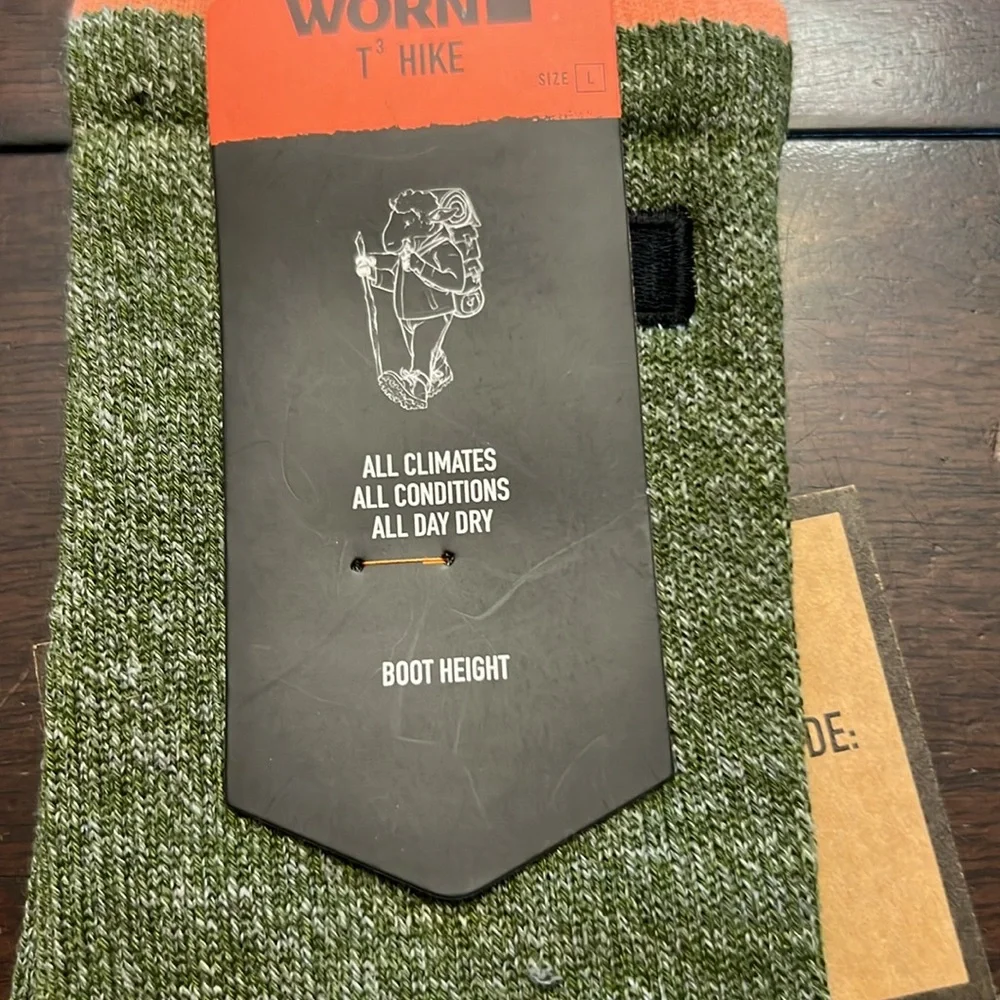 Worn brand hiking Green and Gray unisex Socks